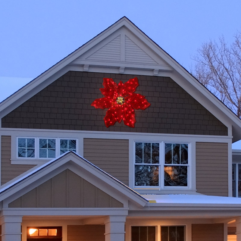 35 po poinsettia d'extérieur scintillant à DEL