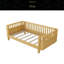 Lit plateforme simple en bois pour enfants, lit simple en bois à profil bas avec rails pour filles et garçons