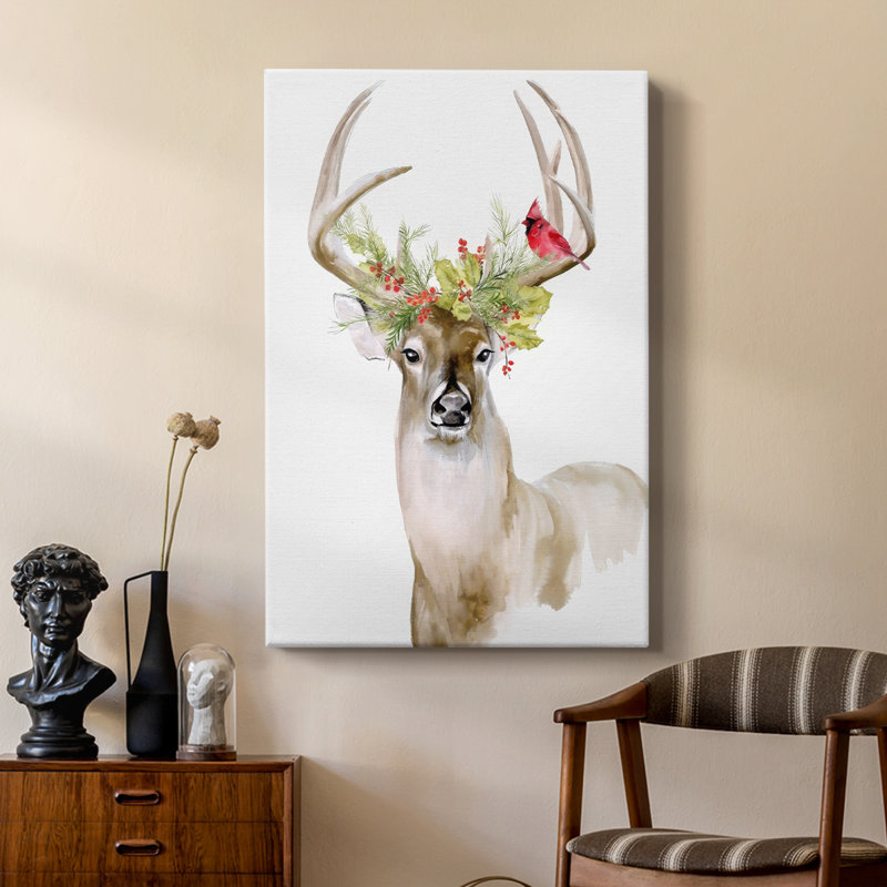 Holiday Deer I - galerie sur mesure, H 12 po x l 8 po