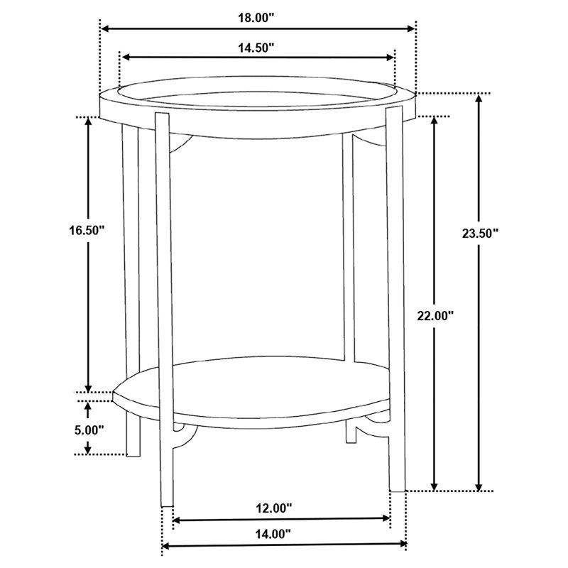 Round Accent Table with Marble Shelf