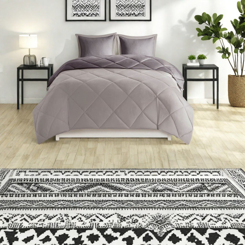 Hypoallergenic Grey Bedding Sets, Polyester Comforter With Antimicrobial Treatment