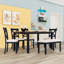 Ensemble de table de salle à manger 6 pièces, table rectangulaire de style campagnard avec chaises rembourrées et banc-377234837-377234835-377234836
