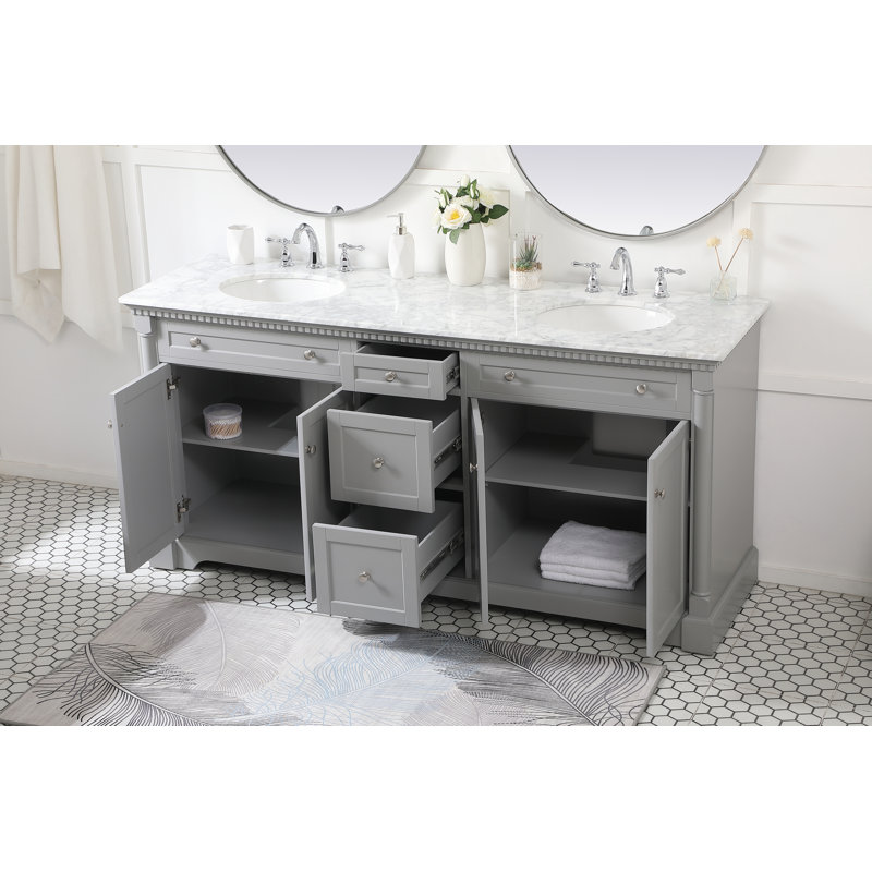 Ensemble de meuble-lavabo double 72 po, Gris