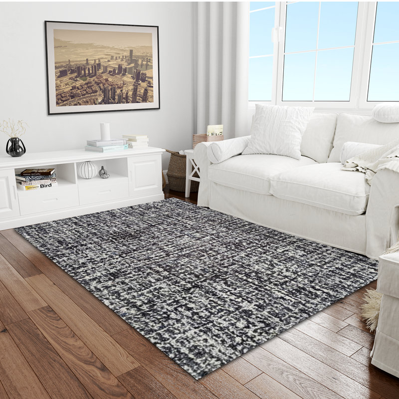 (5 pi x 8 pi) Tapis en laine touffeté à la main avec dossier en latex, tapis antidérapant, Rectangle de 5 pi x 8 pi