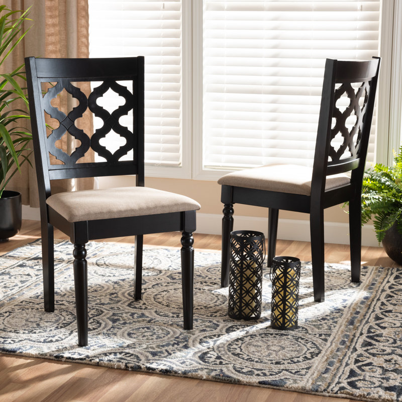 Lockerbie Baziliuiliu Cross Back Side Chair, Sand, Black
