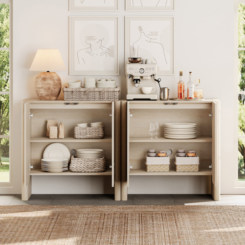 Buffet Glorian Modern French 2-in-1, Beige, 31.3" H x 63" W x 15.6"D