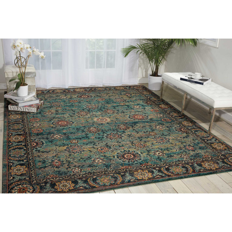 Tapis bleu d'inspiration persane Tonita, Rectangle 4 pi x 6 pi