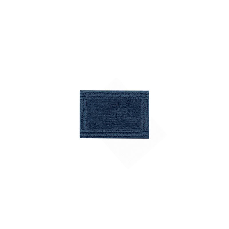 1 PCS 20X30" 100% Cotton Tufted 3000 GSM Reversible Bath Rug Navy, Rectangle 1'8" x 2'6"