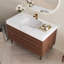 Meuble-lavabo autoportant en pierre frittée de 35,4 po avec lavabo encastré, bois massif multicouche imperméable, rangement à 4 tiroirs, fixation murale