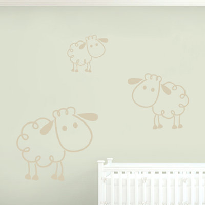 Ensemble de 3 décalcomanies murales pour moutons