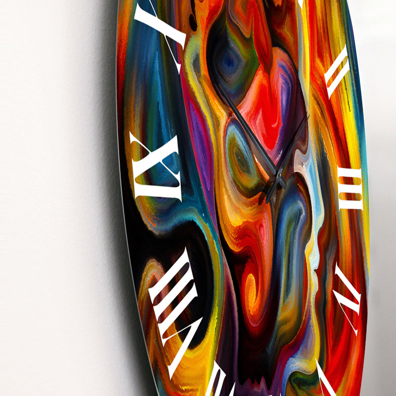 Face à l'émergence de coups de rouge et de jaune - horloge murale moderne, Petit