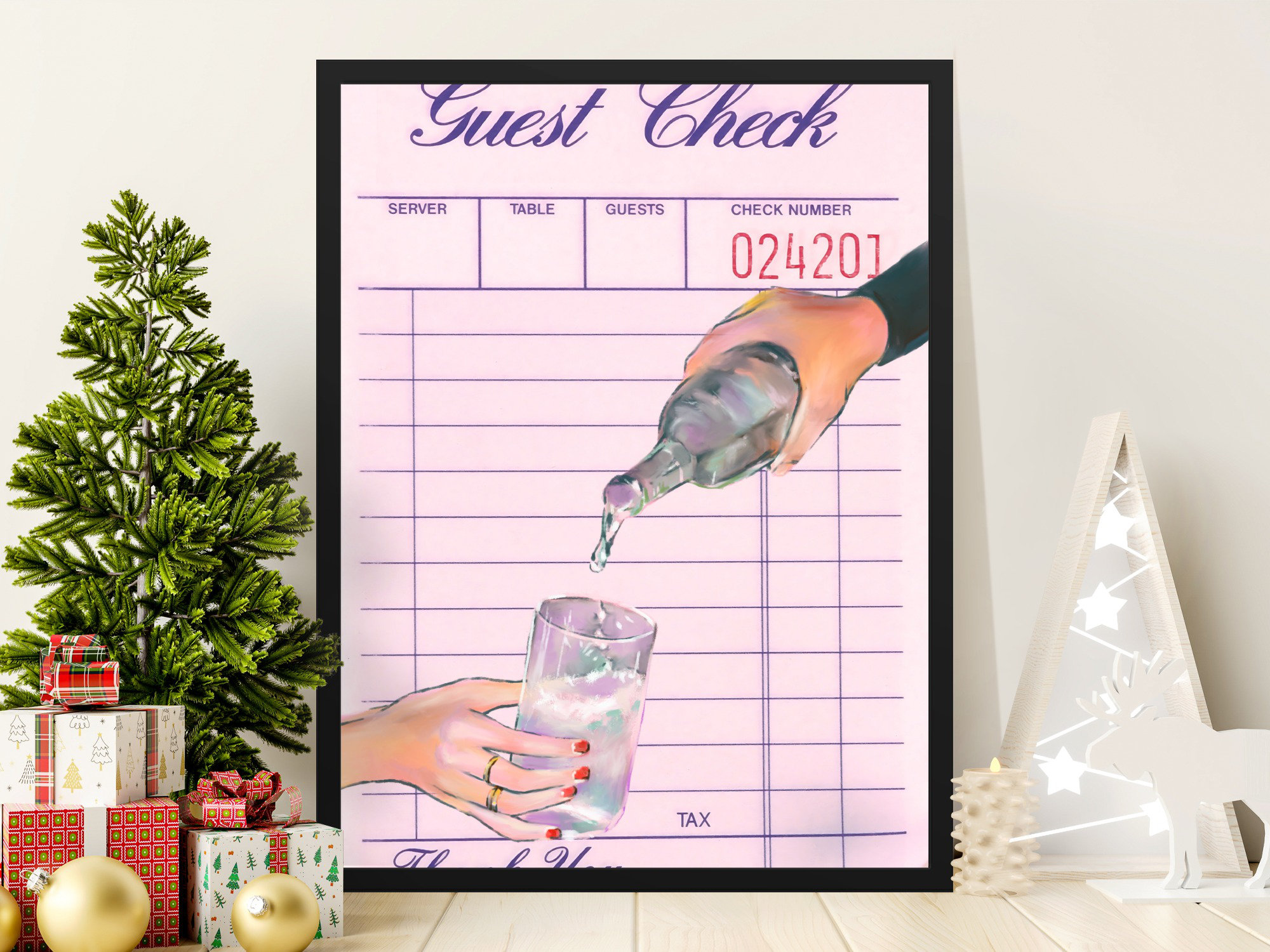 Happy Larry Guest Check Wall Art, Bar Bill Print, Cocktail Illustration ...