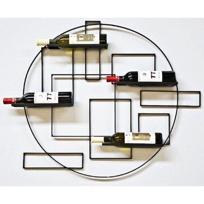 Orin 4 Bottle Wall Mounted Wine Bottle Rack in Black