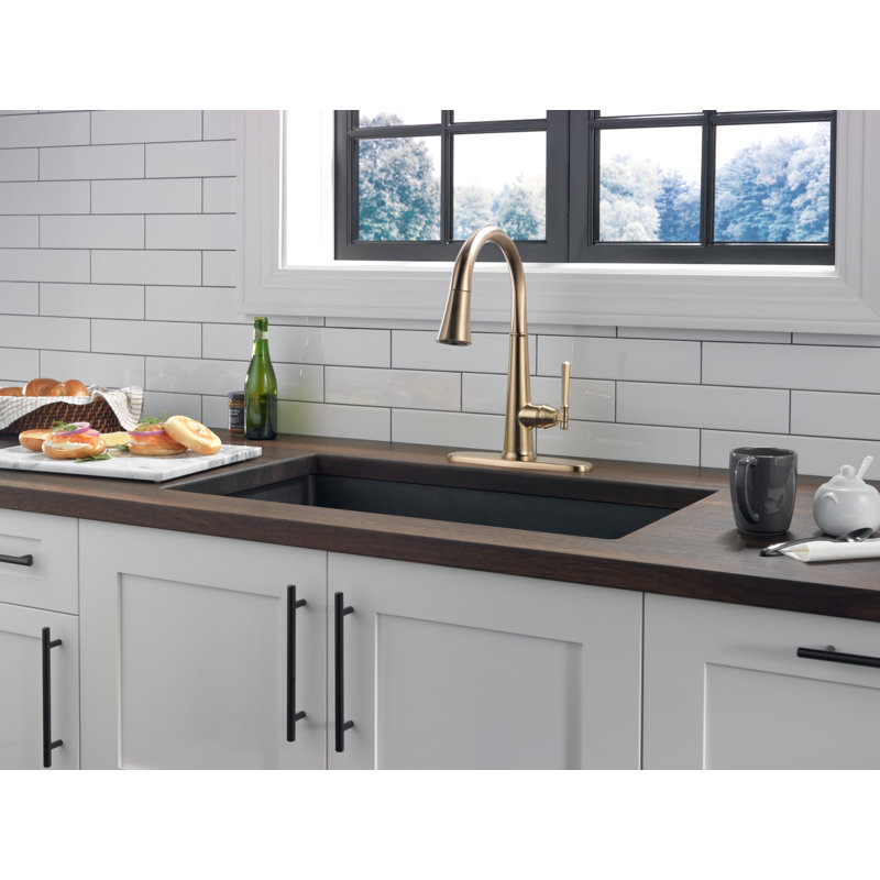 Emmeline Pull Down Single Handle Kitchen Faucet, Lumicoat Champagne Bronze