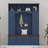 Farmhouse Hall Tree With Golden Hooks & Bench, Adjustable Shelves