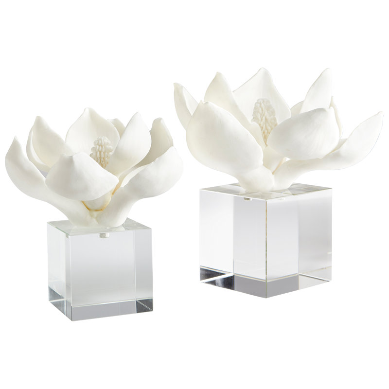 Oleander Flower Decorative Table Sculpture, 6.75" H x 6" W x 7" D