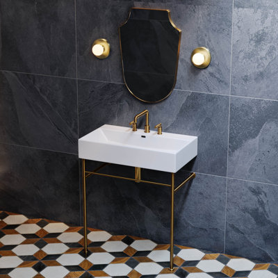 Lavabo-console Claire de 30 po avec pieds chromÃ©s et trous espacÃ©s de 8 po