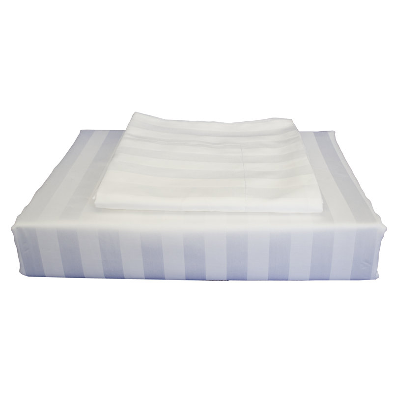 Natural Rayon from Bamboo Stripe Reversible Sheet Set, White, Twin