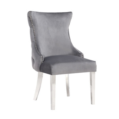 Chaise d'appoint en velours capitonné Hezekyah