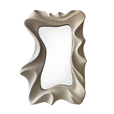 Irregular Wavy Bathroom Mirror, Vintage Wall-Mounted Vanity Mirror, Dual-Use Decorative Mirror for Bathroom & Entryway