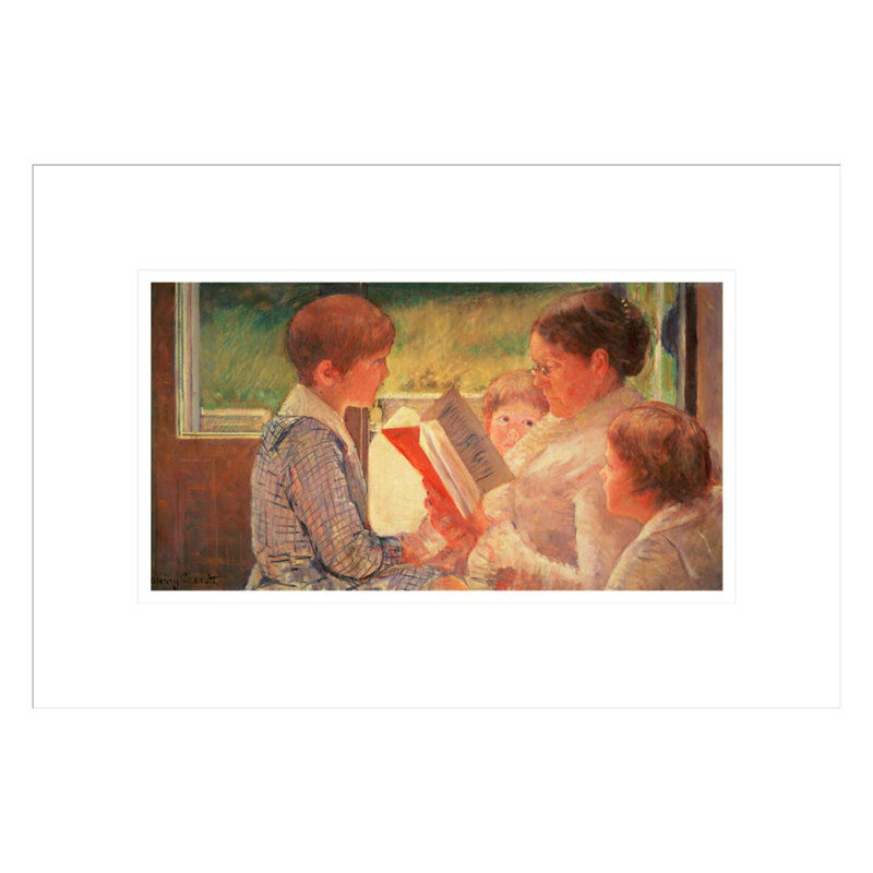 «Lady Cassatt lecture à ses petits-enfants» par Mary Cassatt - impression giclée encadrée, H 11,68 po x l 16,75 po