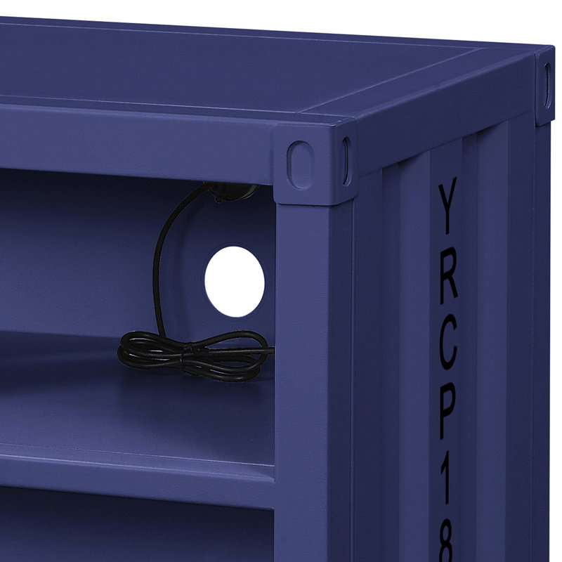 Blue Nightstand With Open Shelf