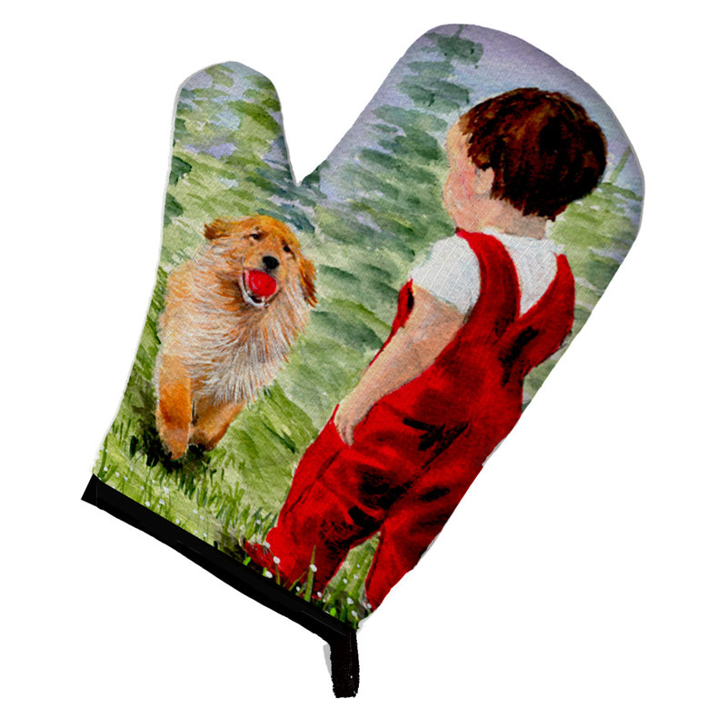 Caroline's Treasures, petit garçon avec son gant Retriever
