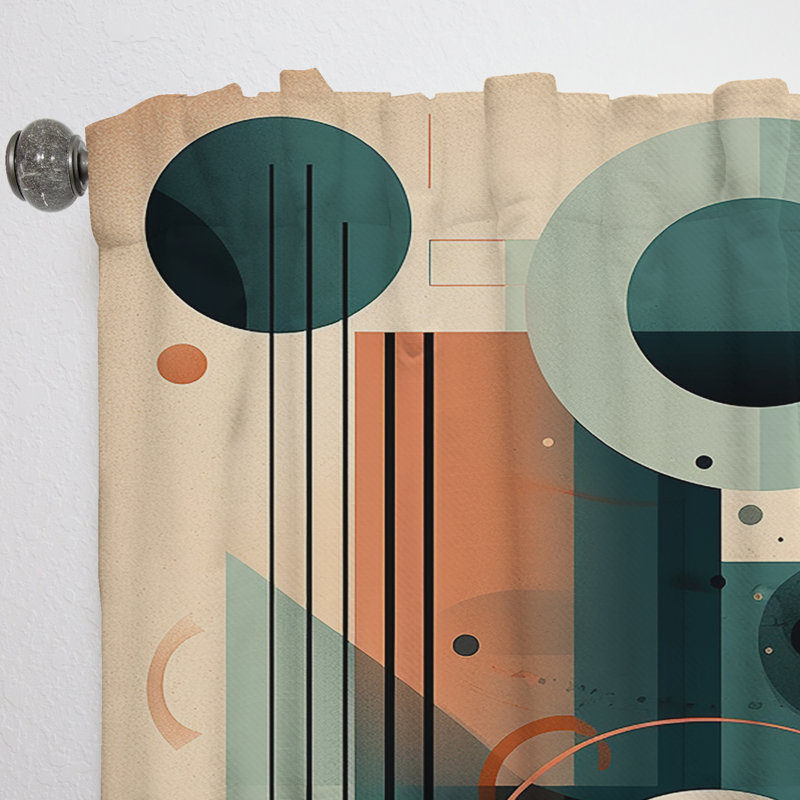 Rideau moderne orange et vert Mid Century Momentum IV - obscurcissant la pièce en velours - 1 panneau, L 52 po x L 108 po