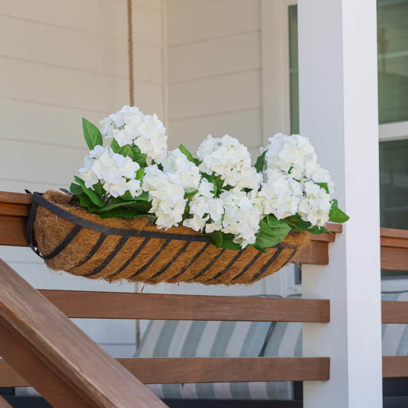 Lifelike Hydrangea Window Box Filler, White