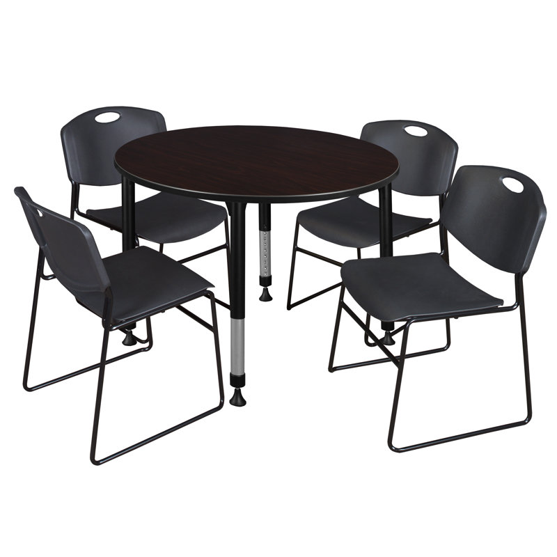 Ensemble de table de salle à manger ronde et de chaises de 36 po Kee, Cerise / noir, H 34 po x L 48 po x l 48 po