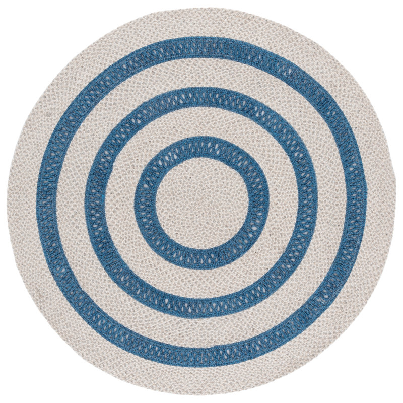 Braided Hand Woven No Pattern Indoor Rug, 5'-0" x 5'-0" Round