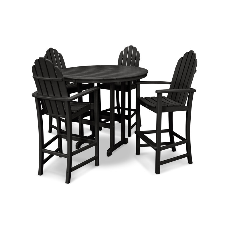 Cape Cod Round Bar Set, Charcoal Black, 4