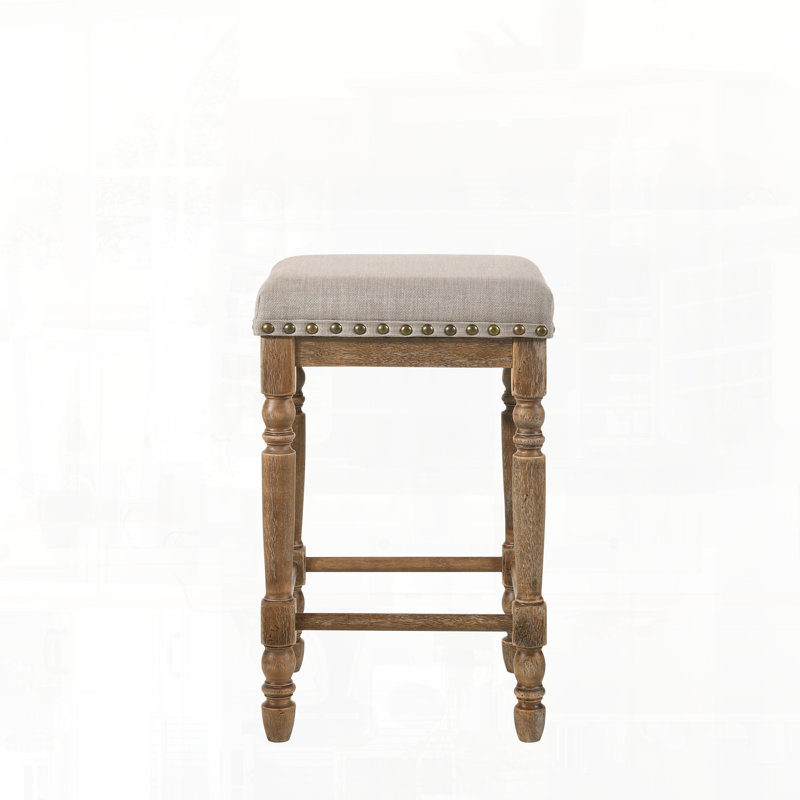 Ensemble de deux tabourets de comptoir à finition chêne et tissu
