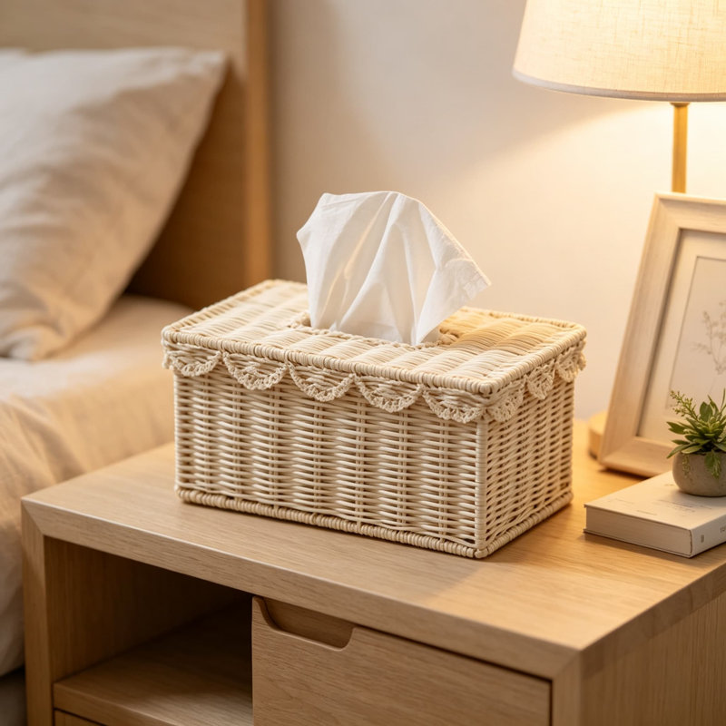 Couvercle de boîte à mouchoirs en rotin tissé à la main, rectangle 8,6 x 5 x 4 po, porte-mouchoirs décoratif en osier naturel pour boîtes à mouchoirs US standard, décoration élégante pour la salle de bain, la chambre à coucher et le salon