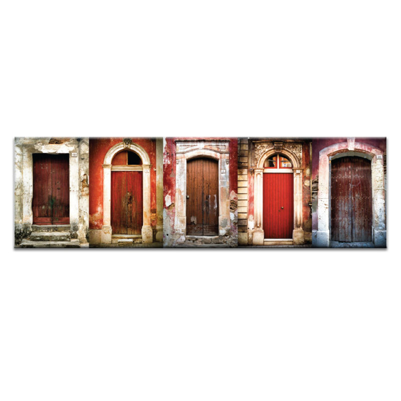 Doors of Italy - Le Porte Rosse 1 Piece Wrapped Canvas Panoramic Wall Art