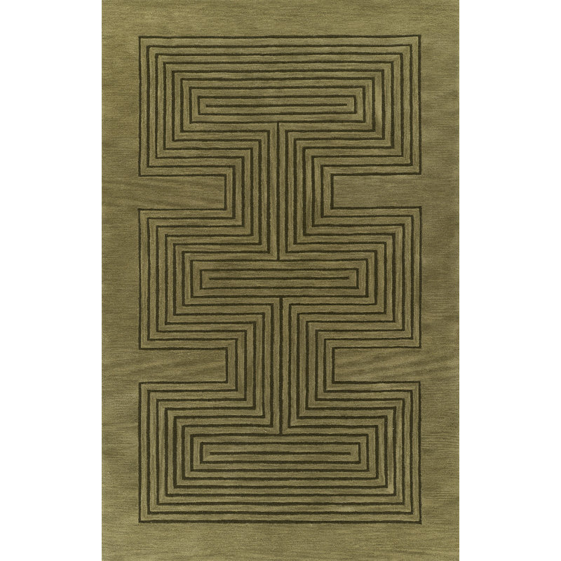 Tapis vert en laine touffeté à la main Momeni Simba 5 pi x 8 pi, Rectangle de 5 pi x 8 pi, Vert