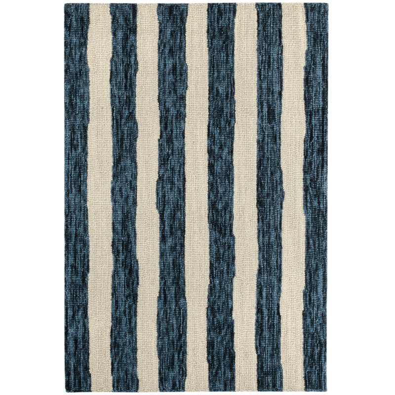 Tapis rayé bleu marine Silas, Rectangle 9 pi 6 po x 13 pi 6 po