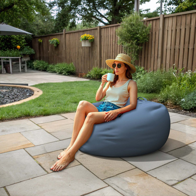 Outdoor Bean Bag Lounger Cover (Bag Only), Sky Blue Polyester, 61.0cm H x 61.0cm W x 88.9cm D