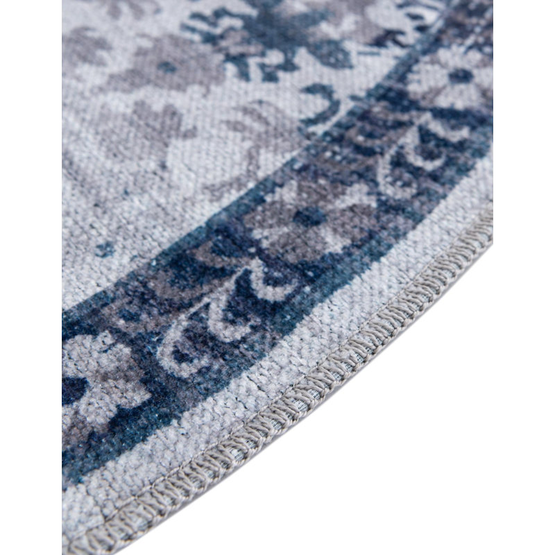 Matsumura Oriental Gray/Blue Area Rug, Round 7'10"