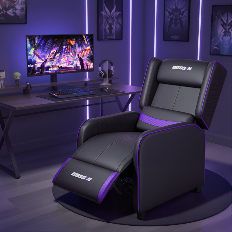 Fauteuil inclinable et réglable BOSIN, Noir/mauve