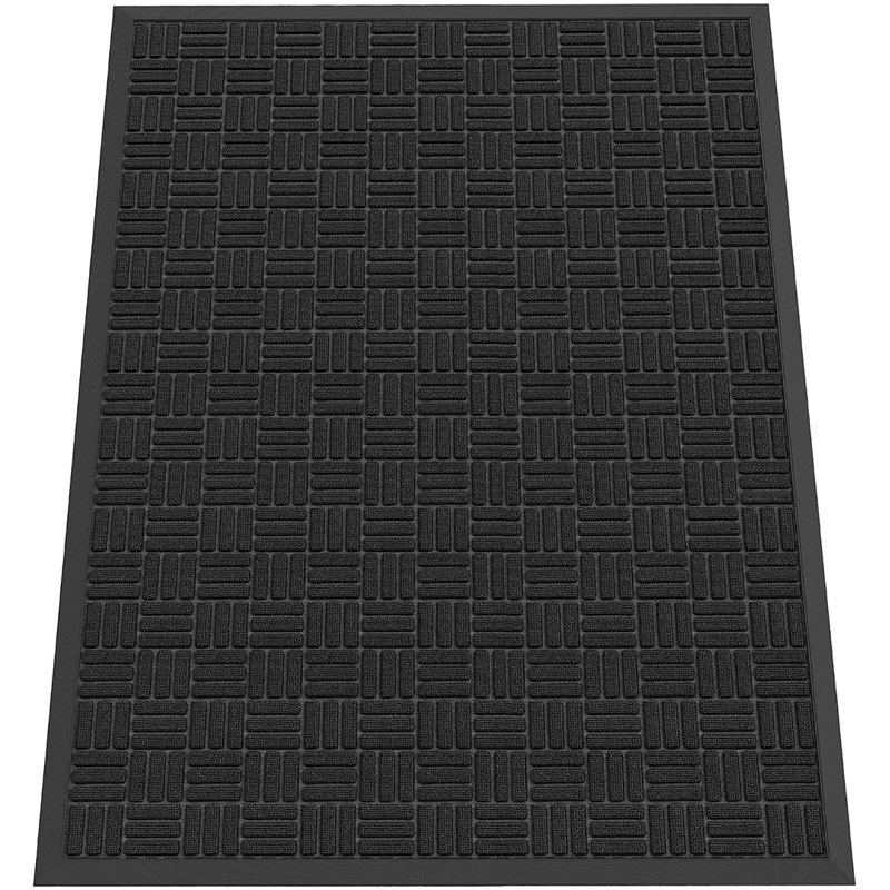 Black Indoor Outdoor Entrance Doormat, Durable Entryway Floor Mat
