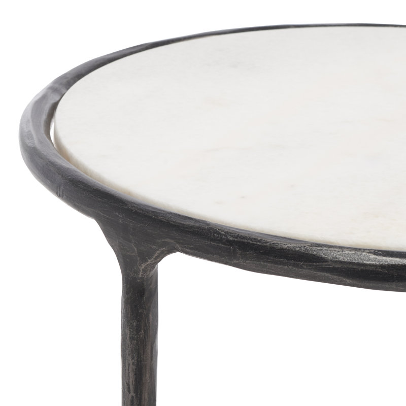 Evelynn End Table, Brass, White Marble