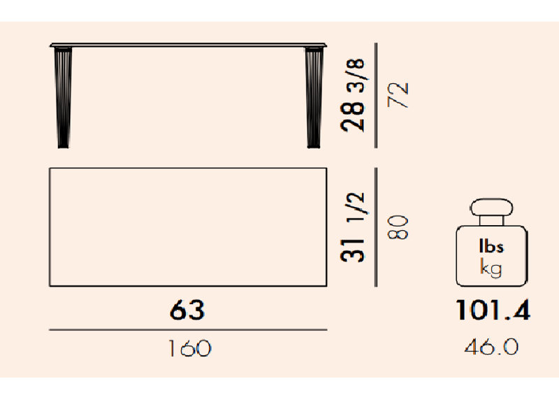Top Top Dining Table, White, 63" x 31.5"