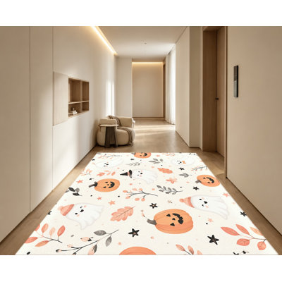 Tapis d'Halloween, joli motif de citrouille fantôme, tapis antidérapant doux, décoration intérieure lavable à la machine pour le salon, la chambre à coucher, le vestibule, la cuisine, un appartement