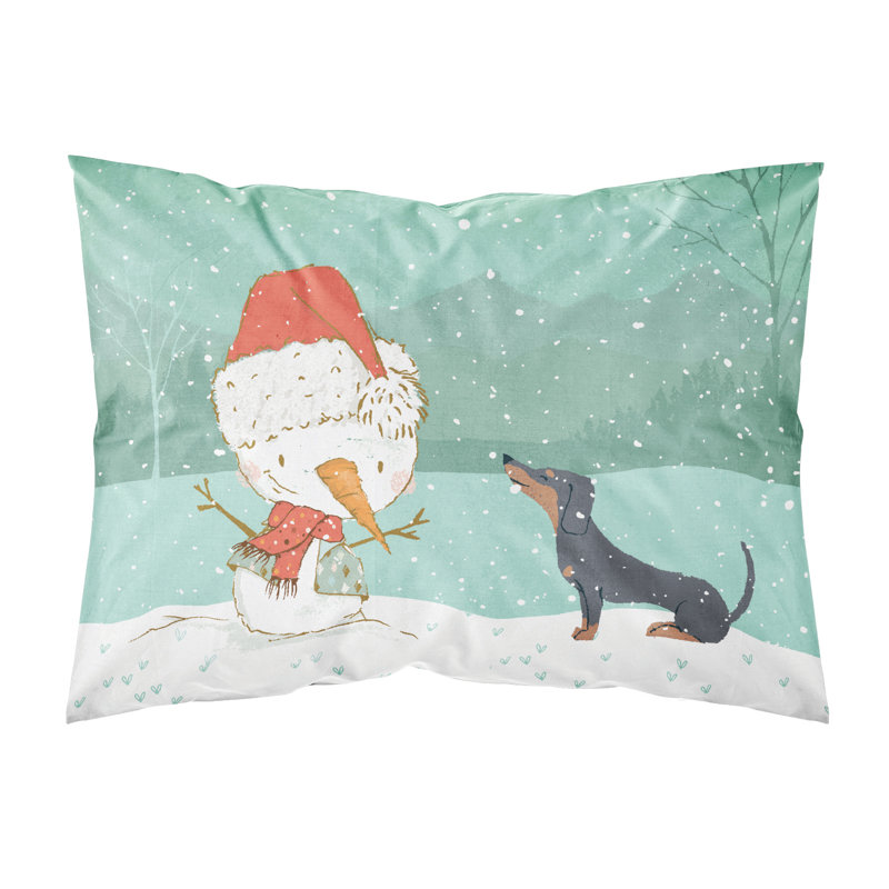 Snowman Christmas Microfiber, Black Tan Dachshund