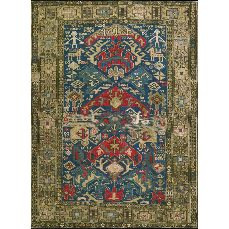 Antique Caucasian Blue 1930s Rug