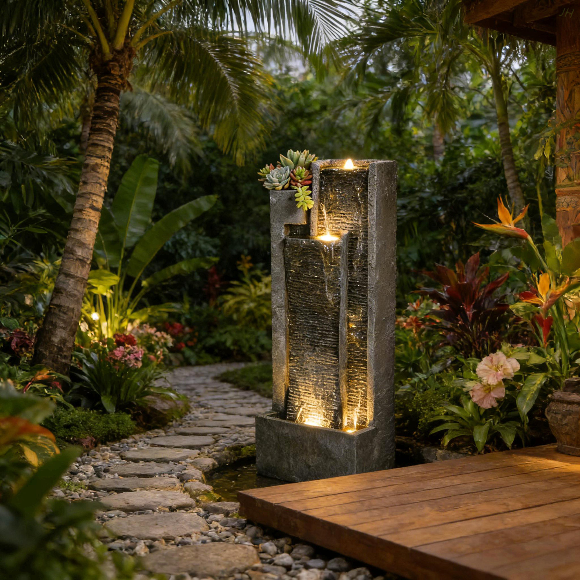 Outdoor Waterfall Fountain,Tall Waterfall Fountain,Modern Cascading Waterfall Fountain