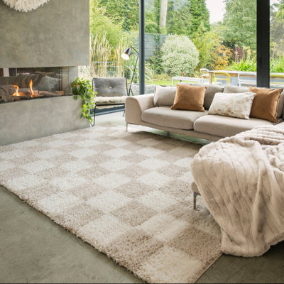 Supai Chequered Machine Tufted Shag Area Rug