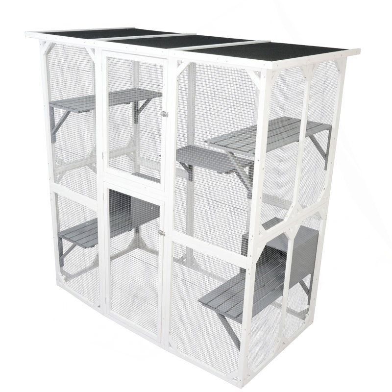 Cage à chat en bois blanc