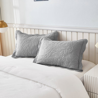 2 Piece 100% Cotton Quilted Pillow Shams, Decorative Pillow Covers